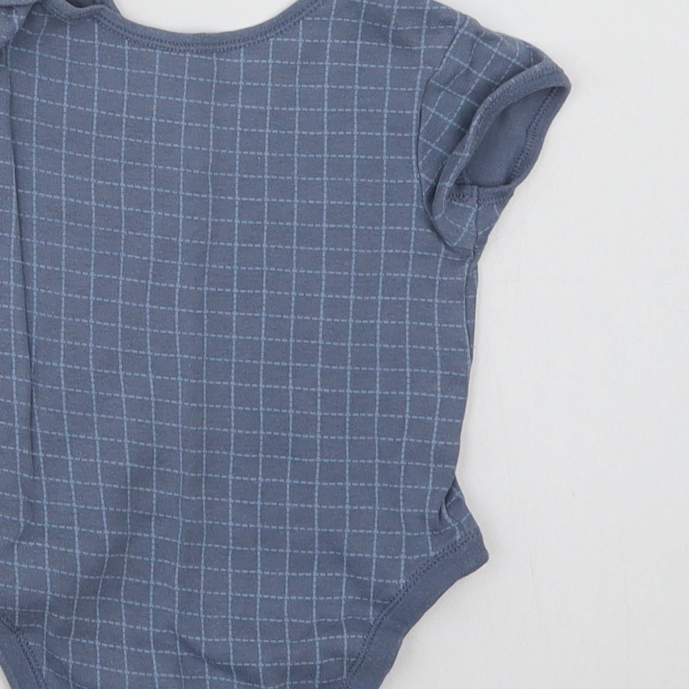 Primark Baby Blue Check Cotton Romper One-Piece Size 12-18 Months Snap
