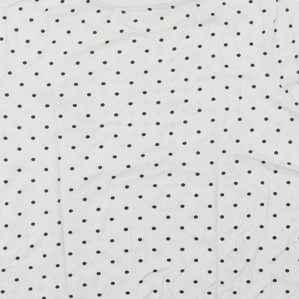 Primark Womens White Polka Dot Cotton Top Pyjama Top Size 10 - Minnie Mouse