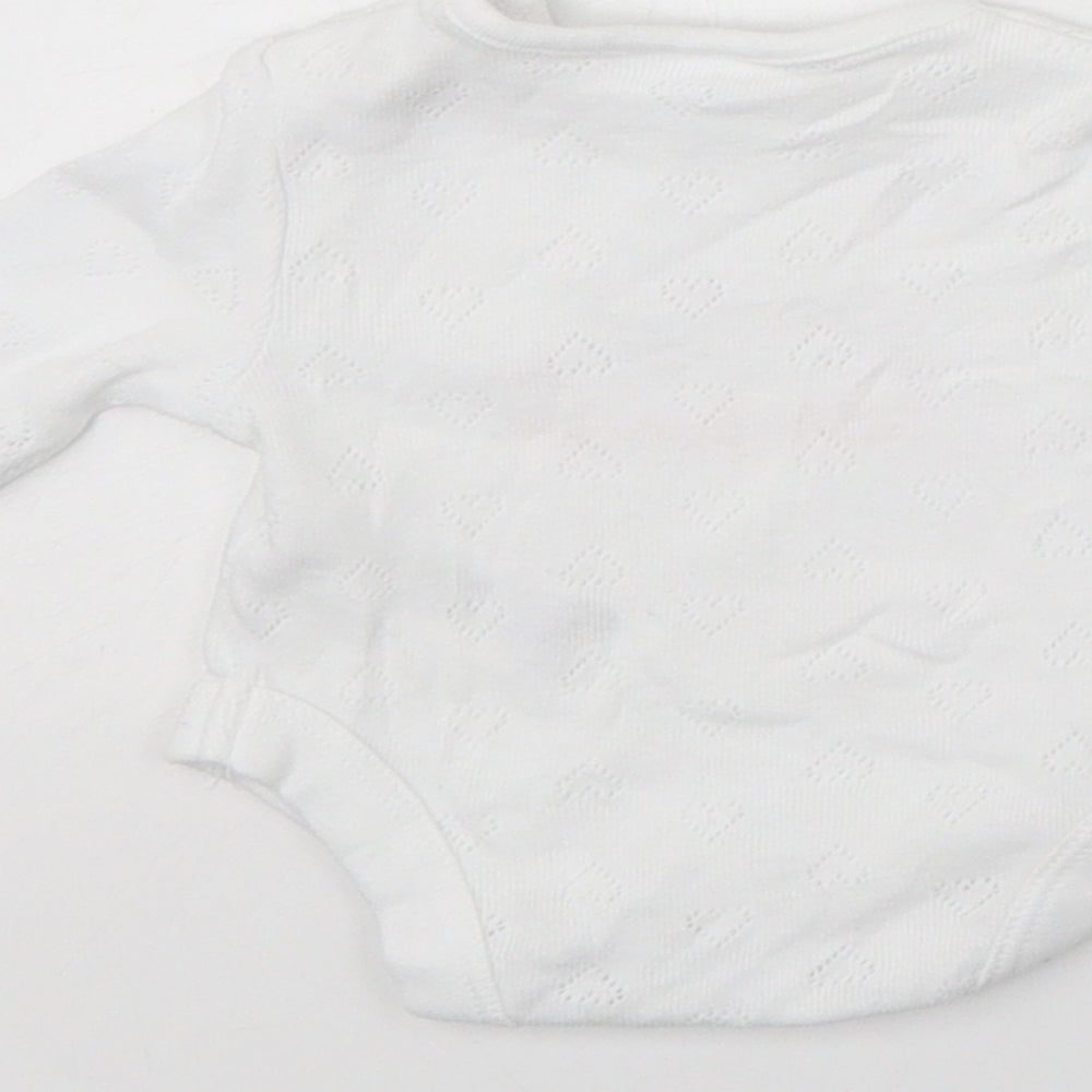 F&F Baby White Cotton Romper One-Piece Size 0-3 Months Snap - Tiny Baby