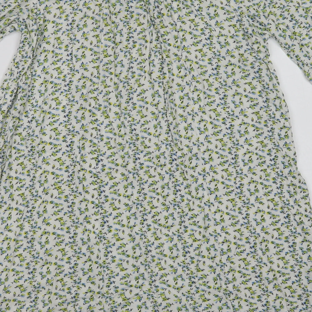 F&F Womens Green Floral Viscose A-Line Size 12 Off the Shoulder