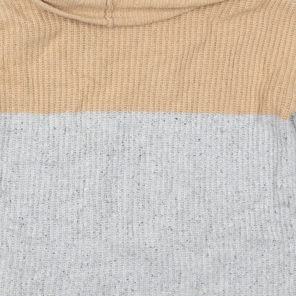 Yes Lola Womens Beige Roll Neck Cotton Pullover Jumper Size S - Grey