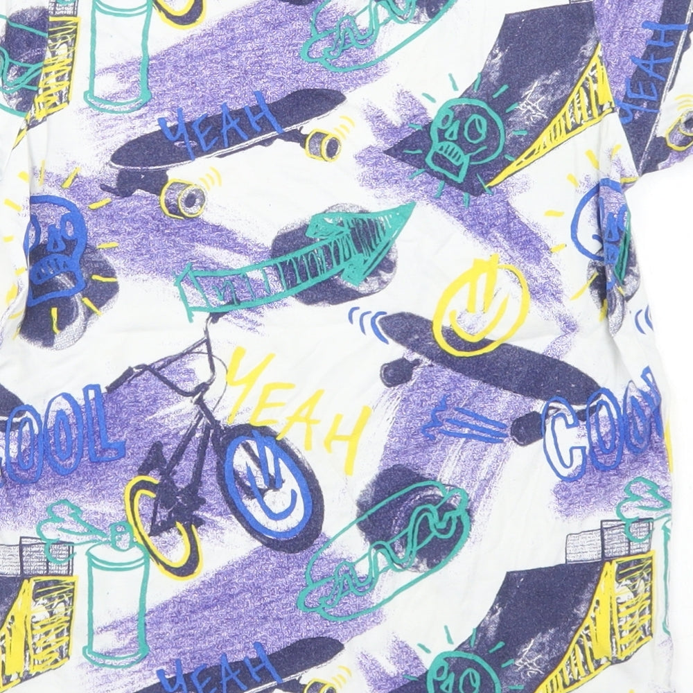 Goerge Boys Purple Geometric Cotton Basic T-Shirt Size 7-8 Years Crew Neck - Bicycles