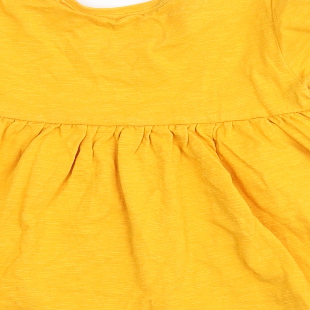 NEXT Girls Yellow 100% Cotton A-Line Size 12-18 Months Round Neck