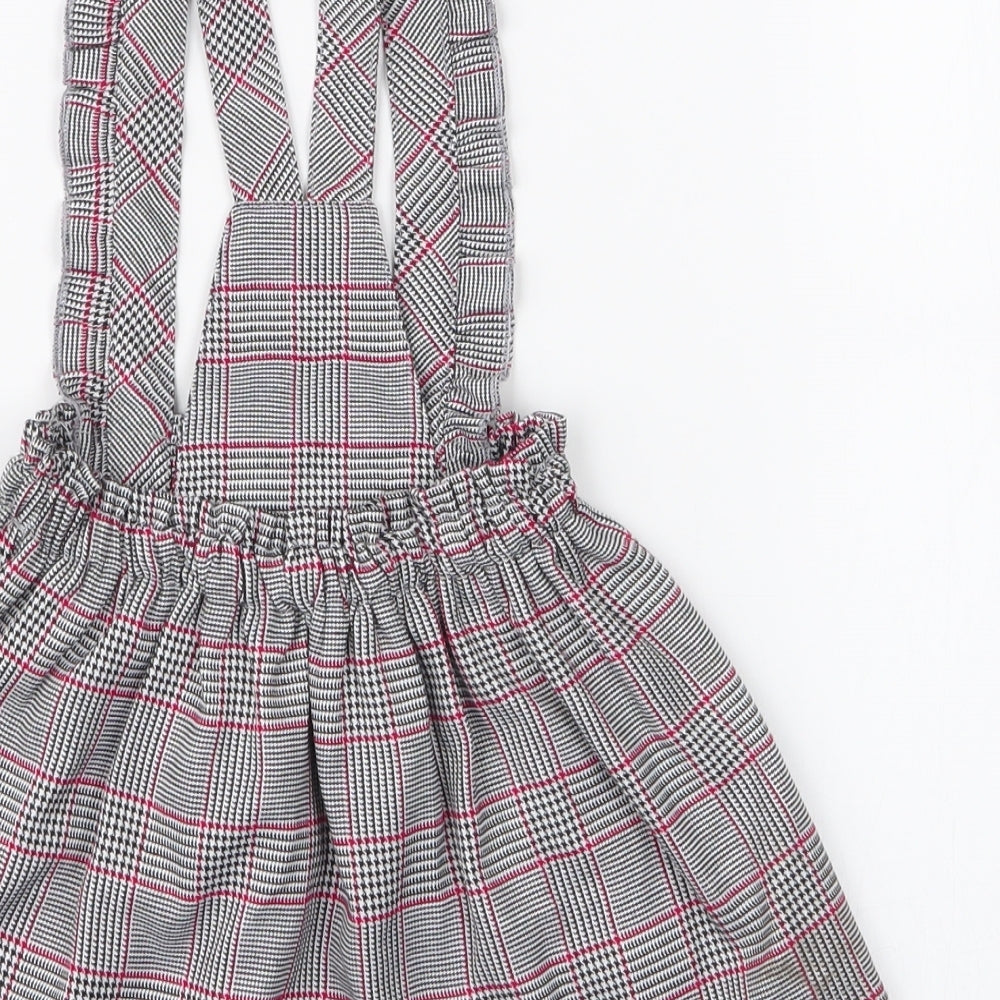miss ebito Girls Grey Plaid 100% Polyester Pinafore/Dungaree Dress Size 12 Months Button