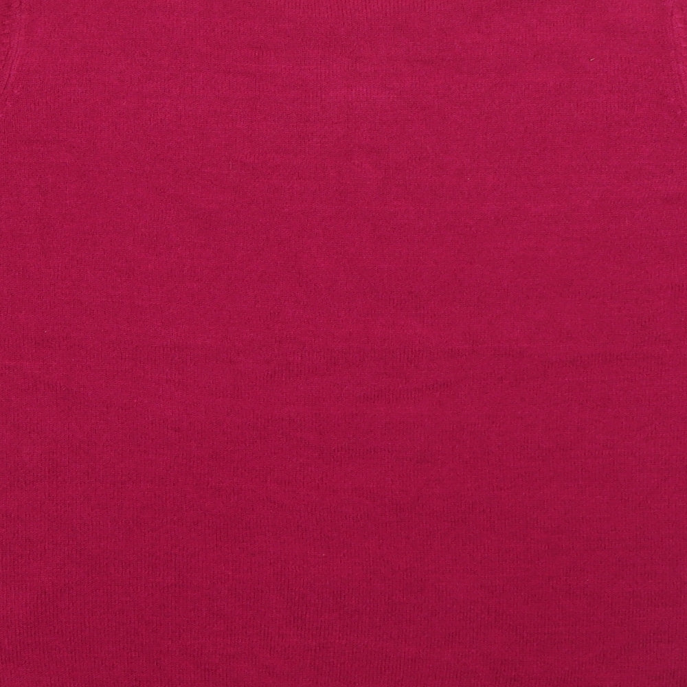 Love Knitwear Womens Pink Acrylic Jersey T-Shirt Size 10 Crew Neck