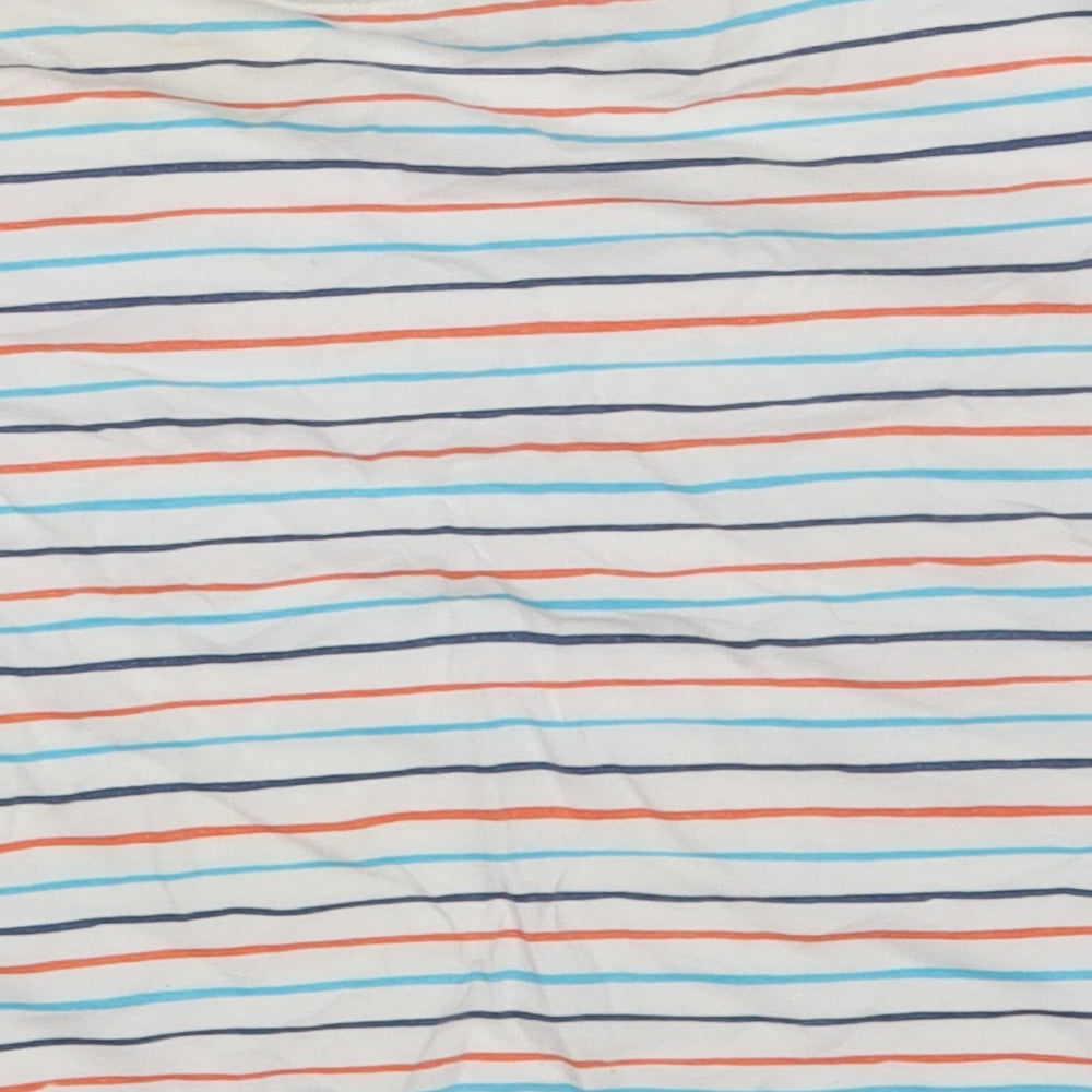 Dunnes Boys White Striped 100% Cotton Pullover T-Shirt Size 3 Years Round Neck