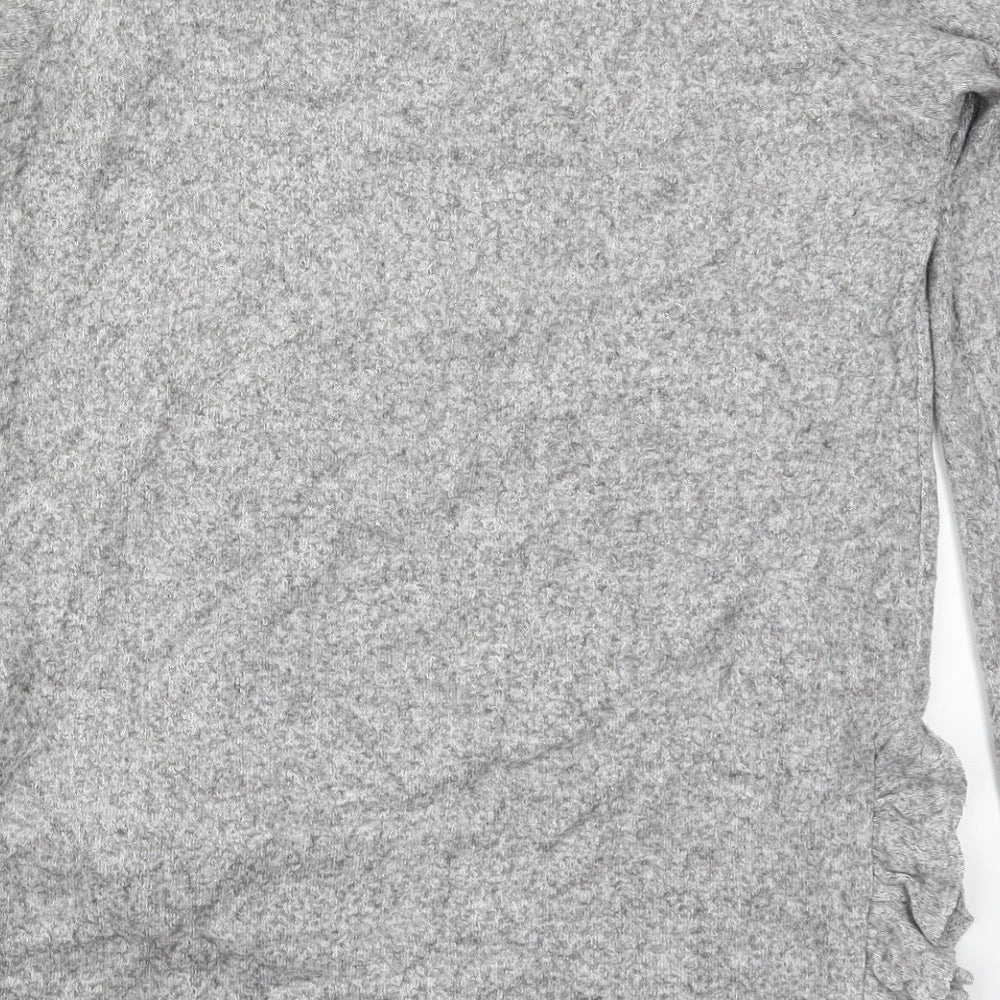 NEXT Womens Grey Viscose Basic T-Shirt Size 6 Crew Neck