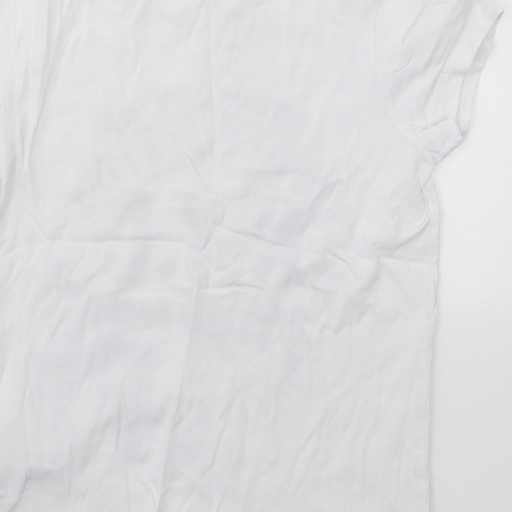 Marks and Spencer Boys White Cotton Basic T-Shirt Size 5-6 Years Roll Neck Pullover - NYC Highway