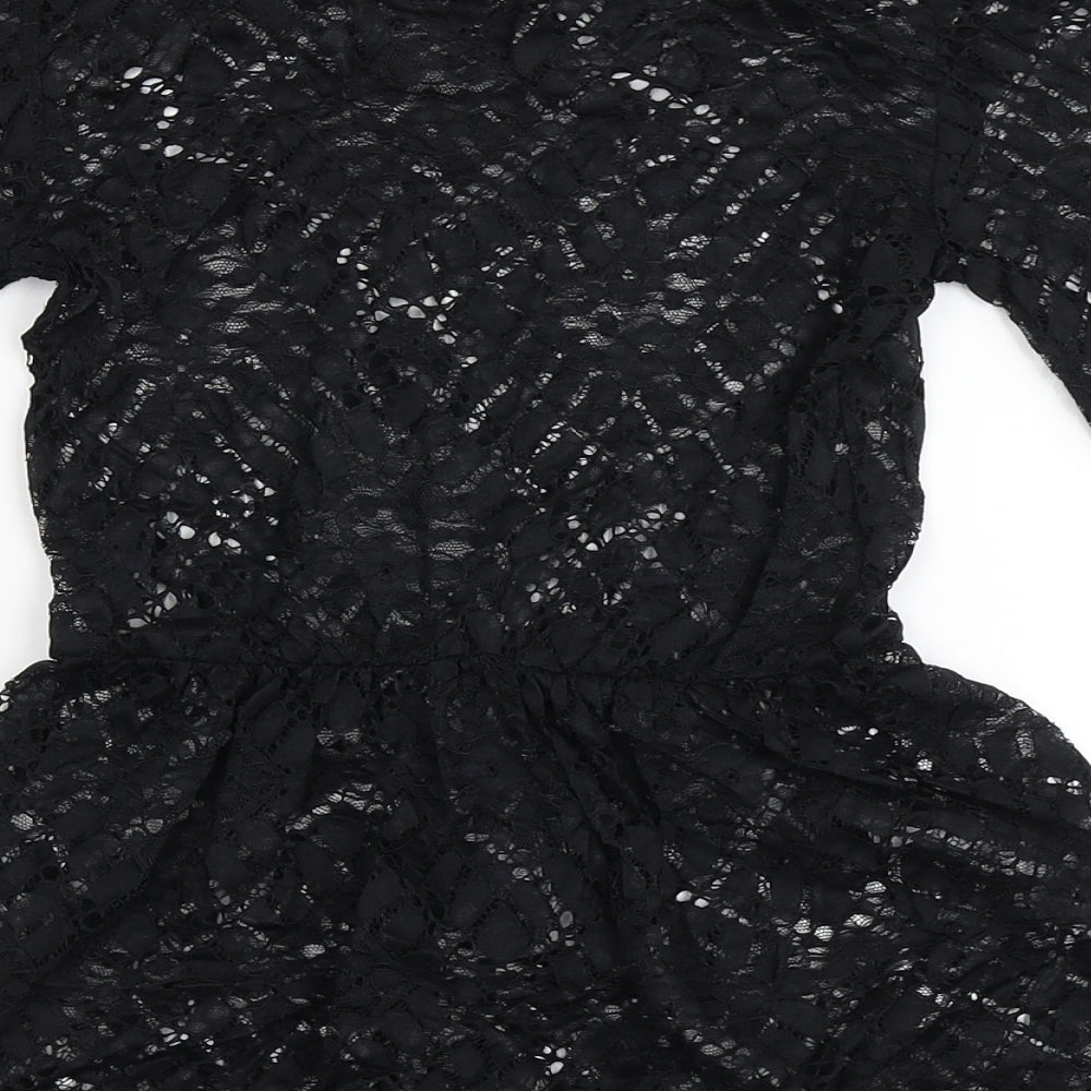 Primark Womens Black Polyamide Basic Blouse Size 2XS Off the Shoulder