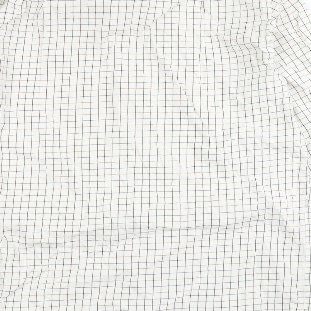 kwg Mens Beige Check Polyester Button-Up Size 16.5 Round Neck Button