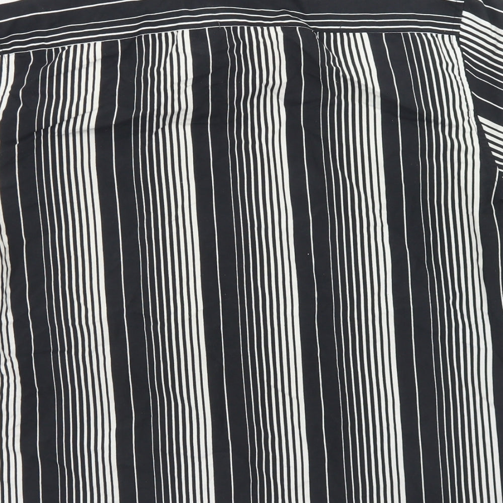 Burton Mens Black Striped Polyester Button-Up Size S Collared Button