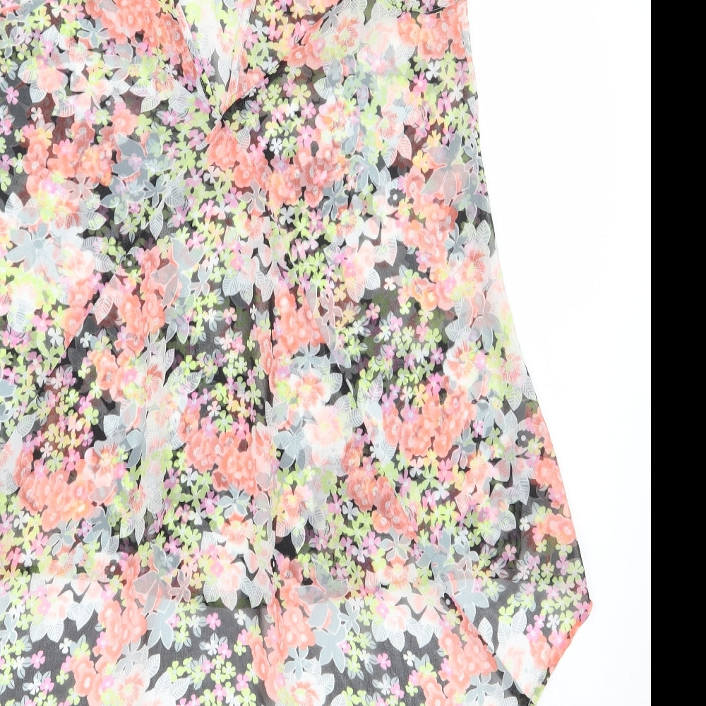 Oasis Womens Multicoloured Floral Polyester Basic Blouse Size 10 Scoop Neck