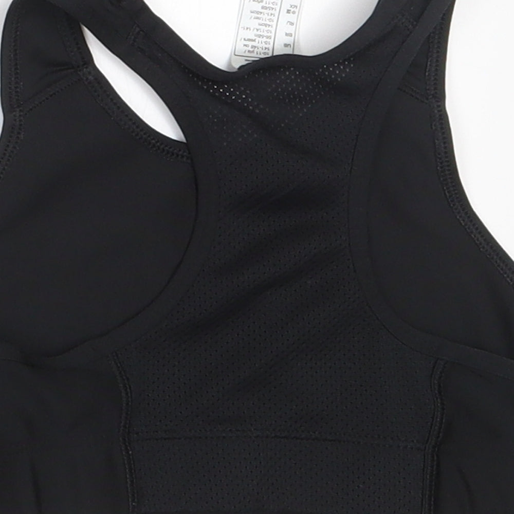 DECATHLON Girls Black Polyester Cropped Tank Size 10-11 Years Round Neck Pullover