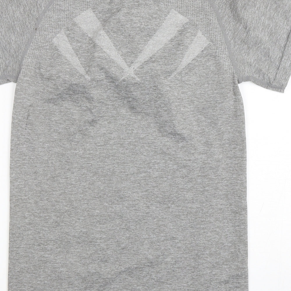 Workout Womens Grey Polyester Basic T-Shirt Size 6 Round Neck Pullover