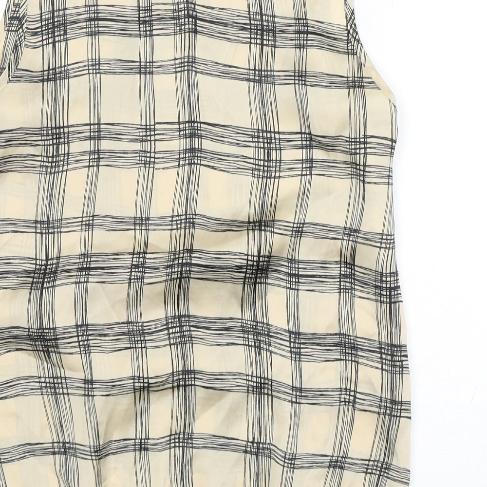 BHS Womens Multicoloured Check Polyester Basic Blouse Size 10 Round Neck