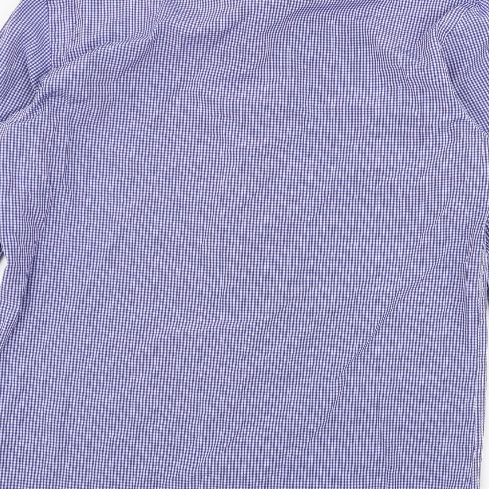 Daniel Rosso Mens Blue Plaid Cotton Button-Up Size M Collared Button