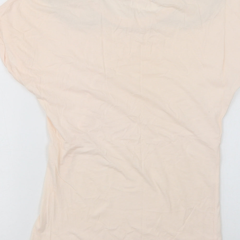 Preworn Womens Pink Basic T-Shirt Size 8 Crew Neck - Embellished Neckline