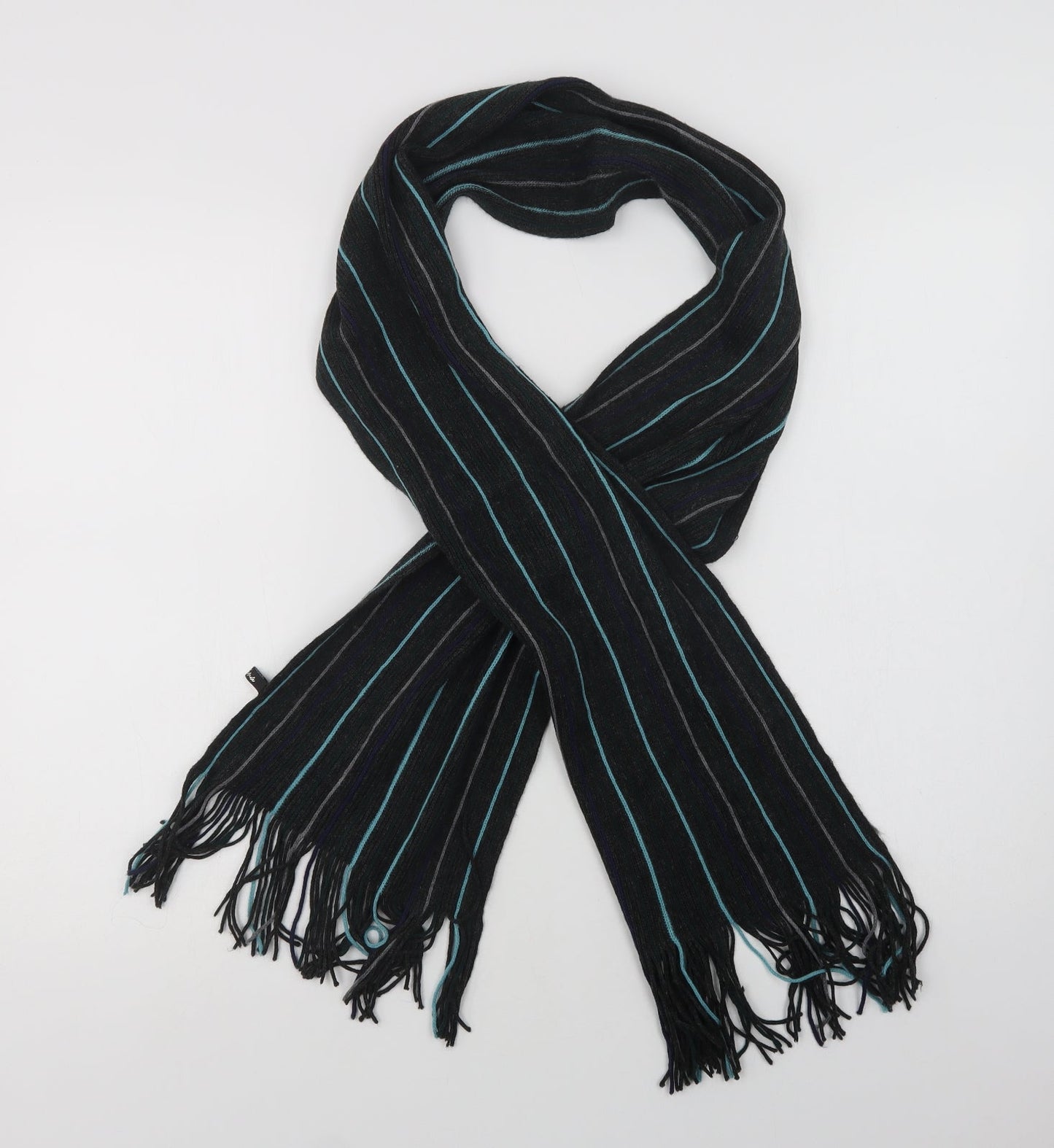 Walina Mens Grey Striped Acrylic Scarf One Size