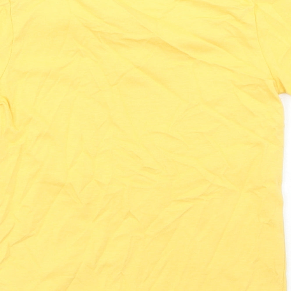 George Boys Yellow Cotton Basic T-Shirt Size 12-18 Months Crew Neck Snap - Mickey Mouse