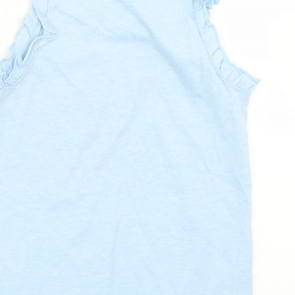 E-vie Angel Girls Blue Cotton Basic Tank Size 12-18 Months Crew Neck