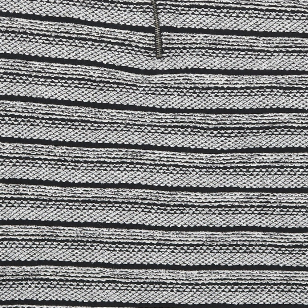 NEXT Womens Grey Round Neck Striped Acrylic Pullover Jumper Size 14