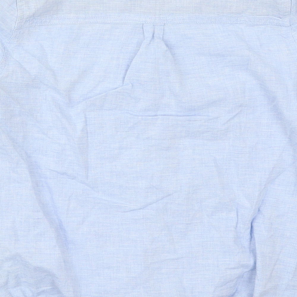 RESERVED Womens Blue Cotton Basic Button-Up Size 6 Henley