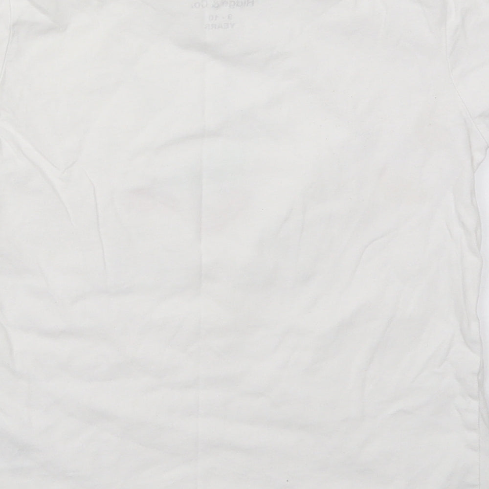 Ridge & Co Girls White Cotton Basic T-Shirt Size 9-10 Years Crew Neck Pullover - Sweet Dreams