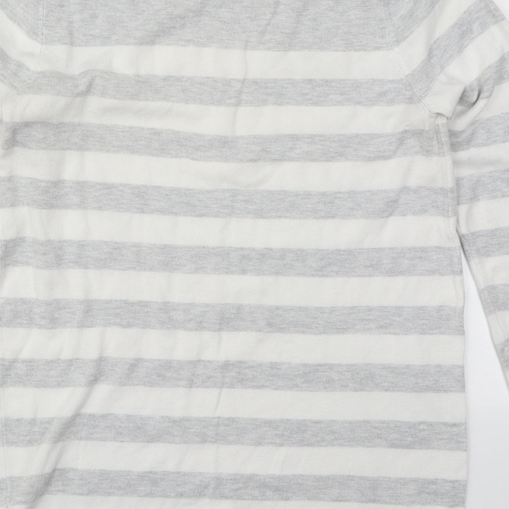 Atmosphere Womens Grey Mock Neck Striped Viscose Pullover Jumper Size 10