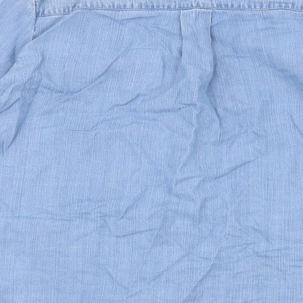 Vera Moda Womens Blue Lyocell Basic Button-Up Size S Collared