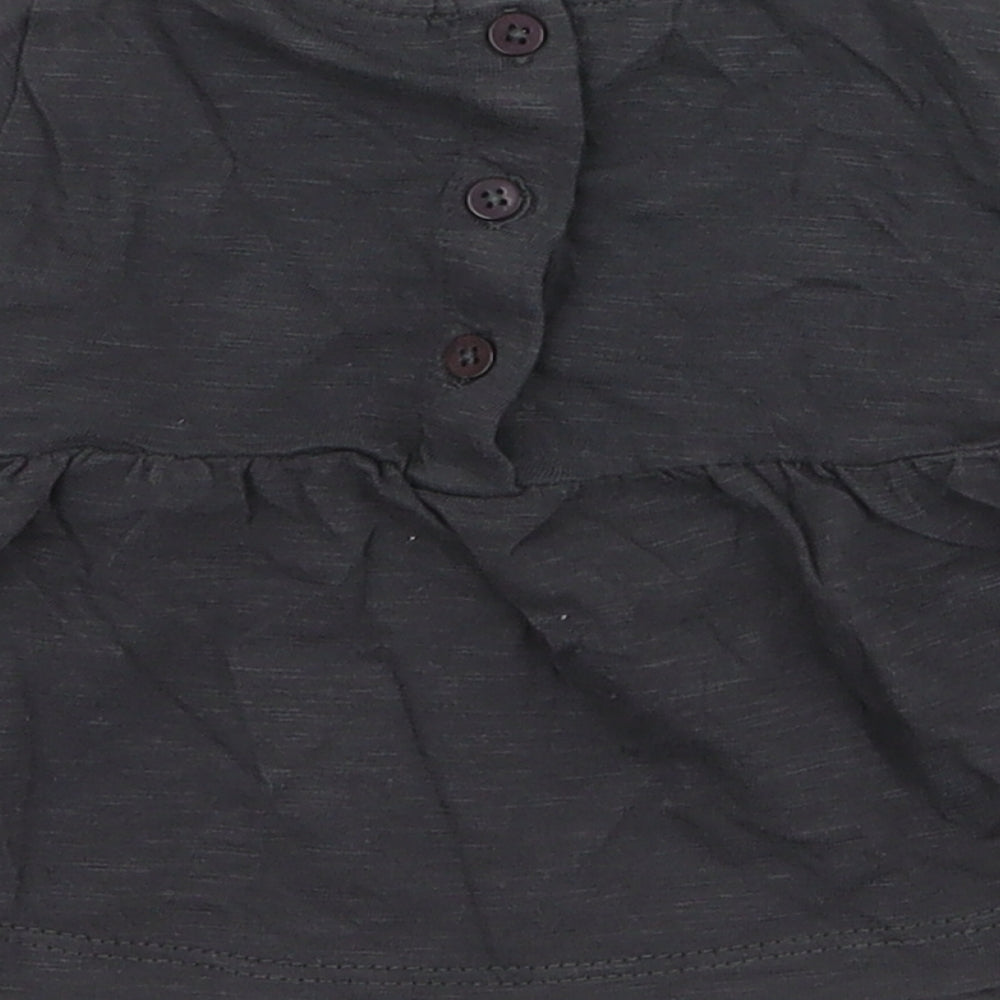NEXT Girls Grey 100% Cotton Skater Dress Size Newborn Round Neck Button - Up to 1 Month
