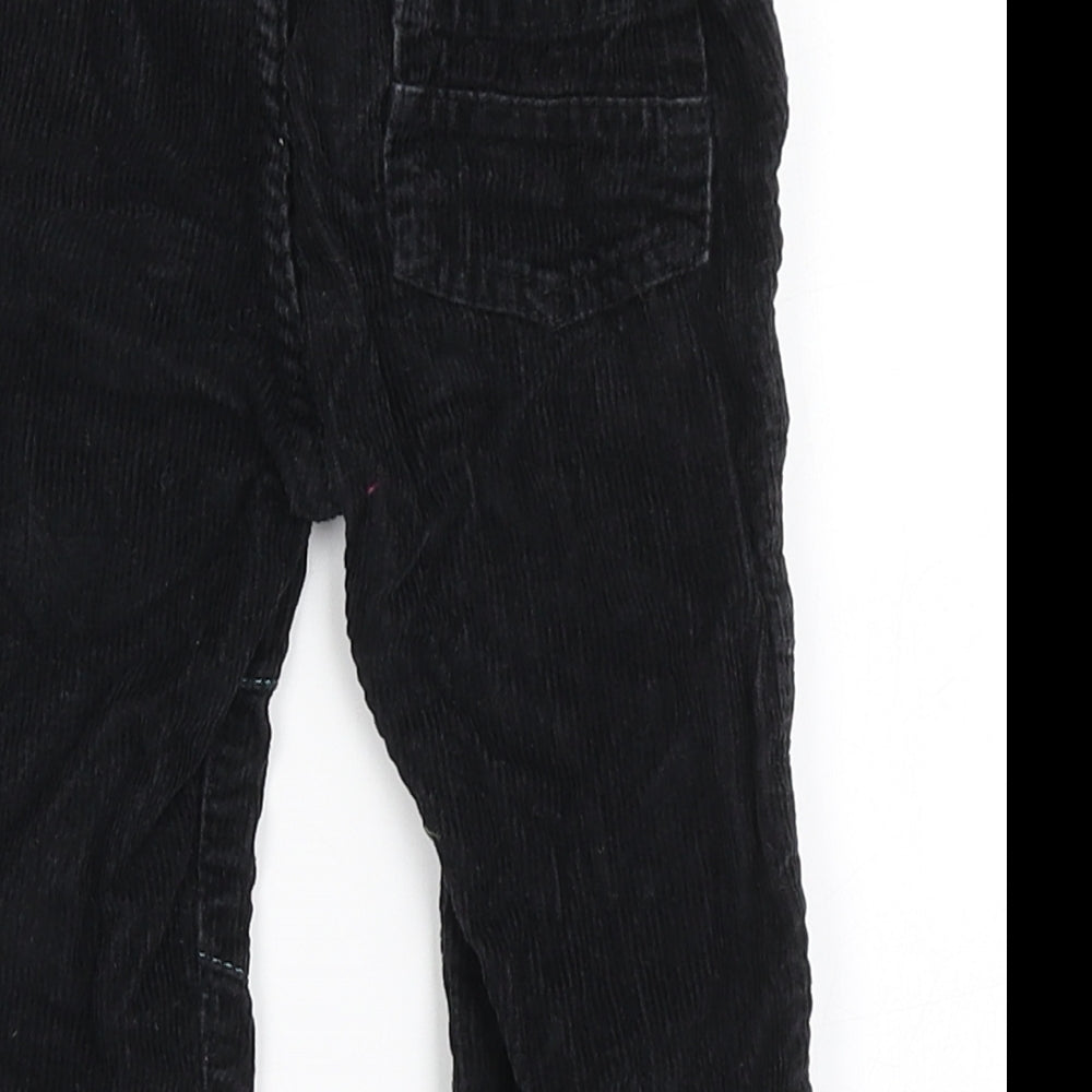 George Boys Black 100% Cotton Cargo Trousers Size 9-12 Months Button