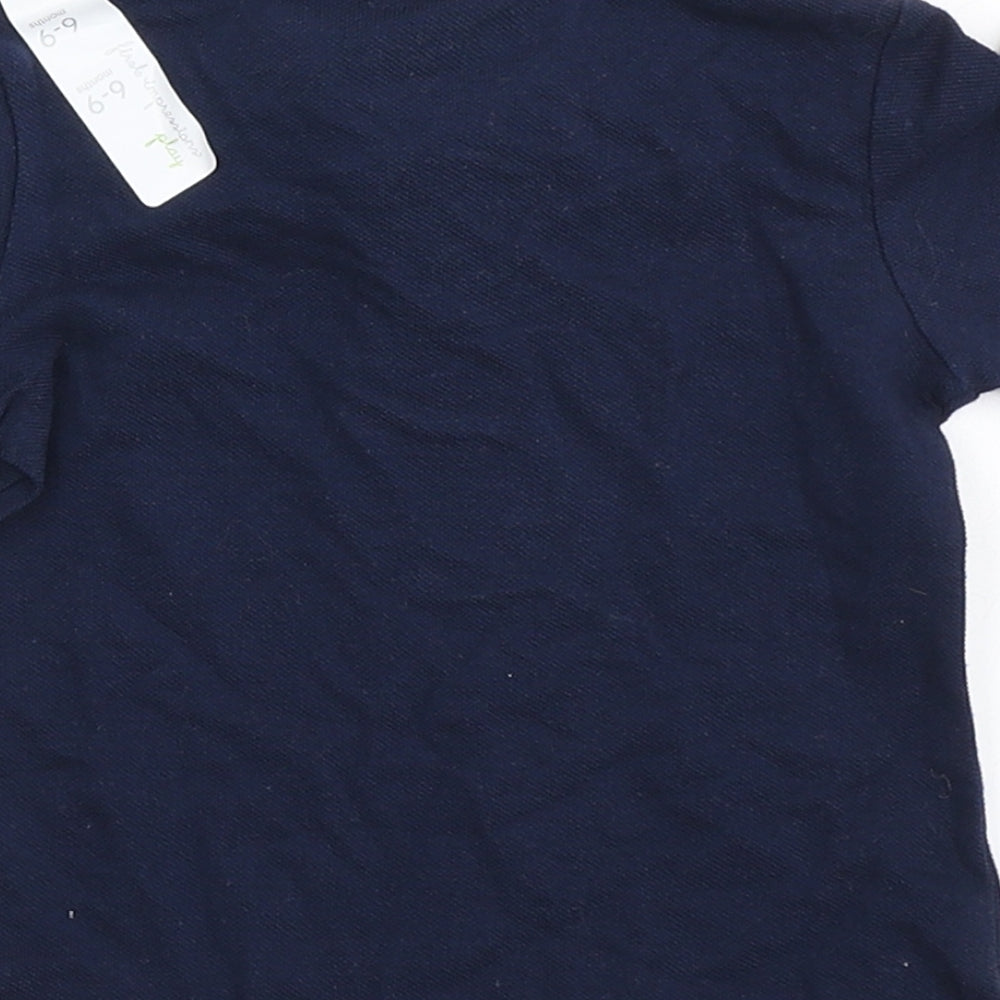 First Impressions Boys Blue 100% Cotton Basic Polo Size 6-9 Months Collared Button
