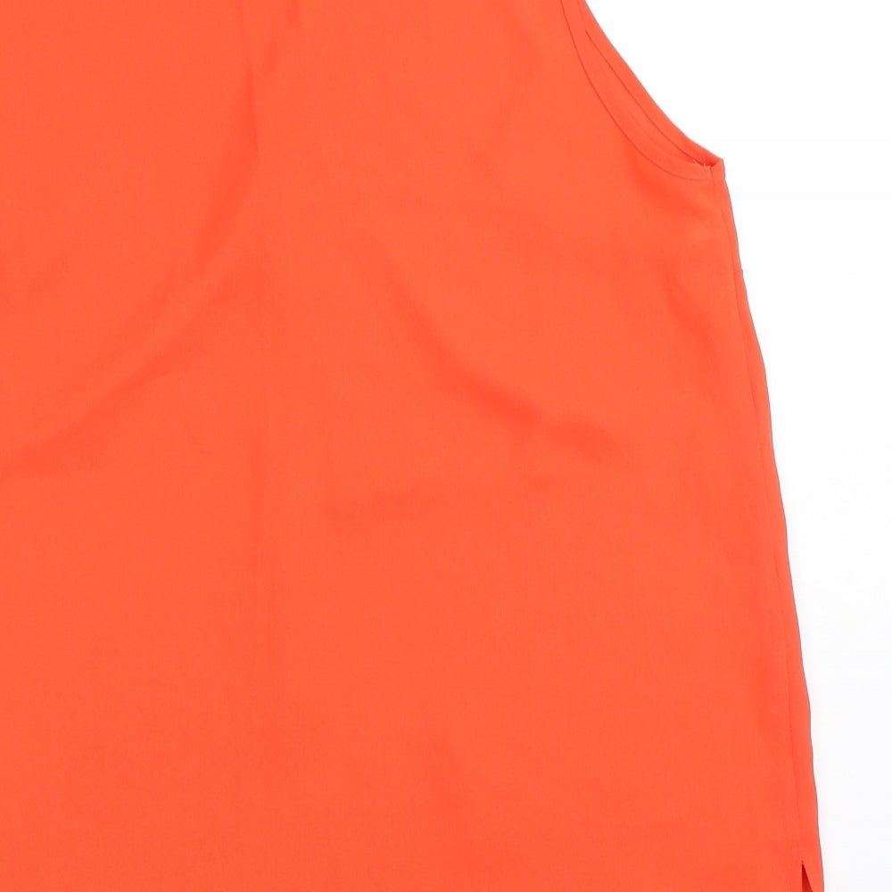 Dorothy Perkins Womens Orange Polyester Basic Blouse Size 8 Round Neck