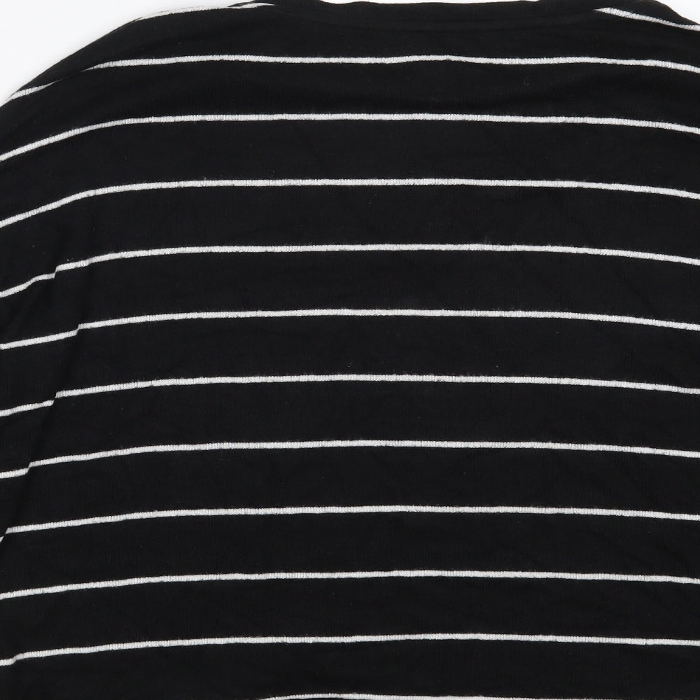 New Look Womens Black Striped Viscose Pullover Sweatshirt Size M