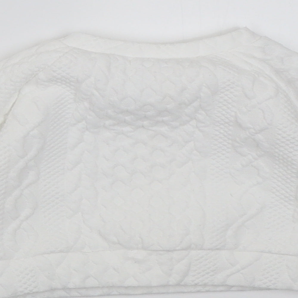 Preworn Girls White Geometric Cotton Pullover Jumper Size 3-6 Months Button