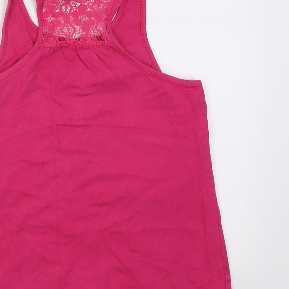 TU Girls Pink Cotton Basic Tank Size 11 Years Crew Neck Pullover