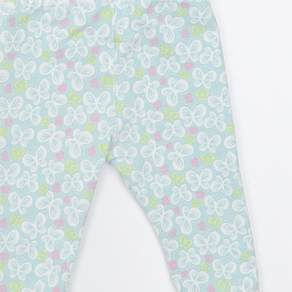 M&Co Girls Blue Geometric Cotton Capri Trousers Size 6-9 Months Pullover - Butterfly Print