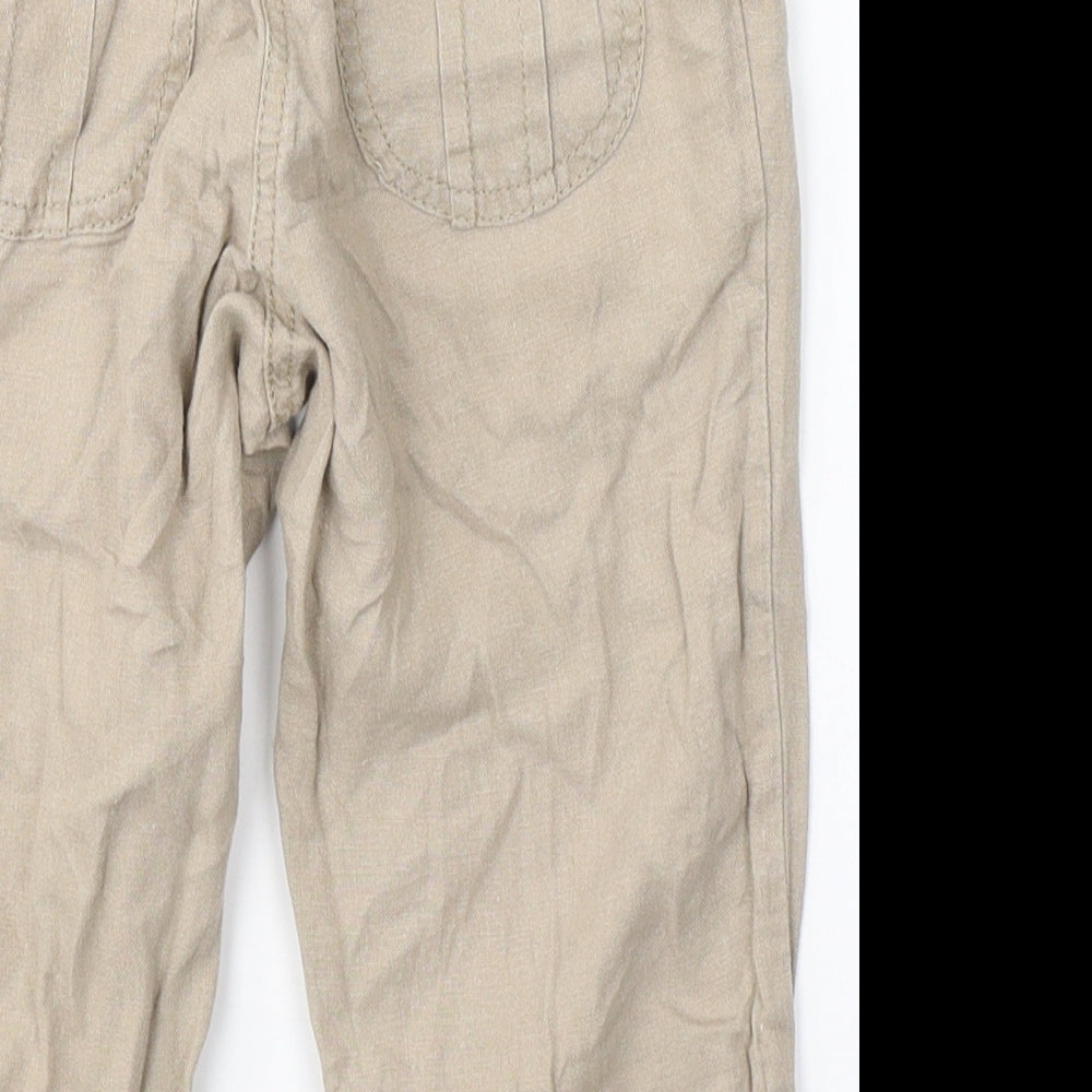 George Girls Beige Linen Carrot Trousers Size 7-8 Years Regular - cropped