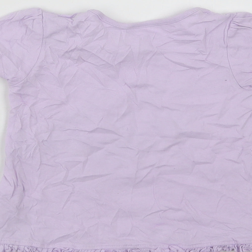 George Baby Purple Cotton Basic T-Shirt Size 12-18 Months Crew Neck - Love My Family