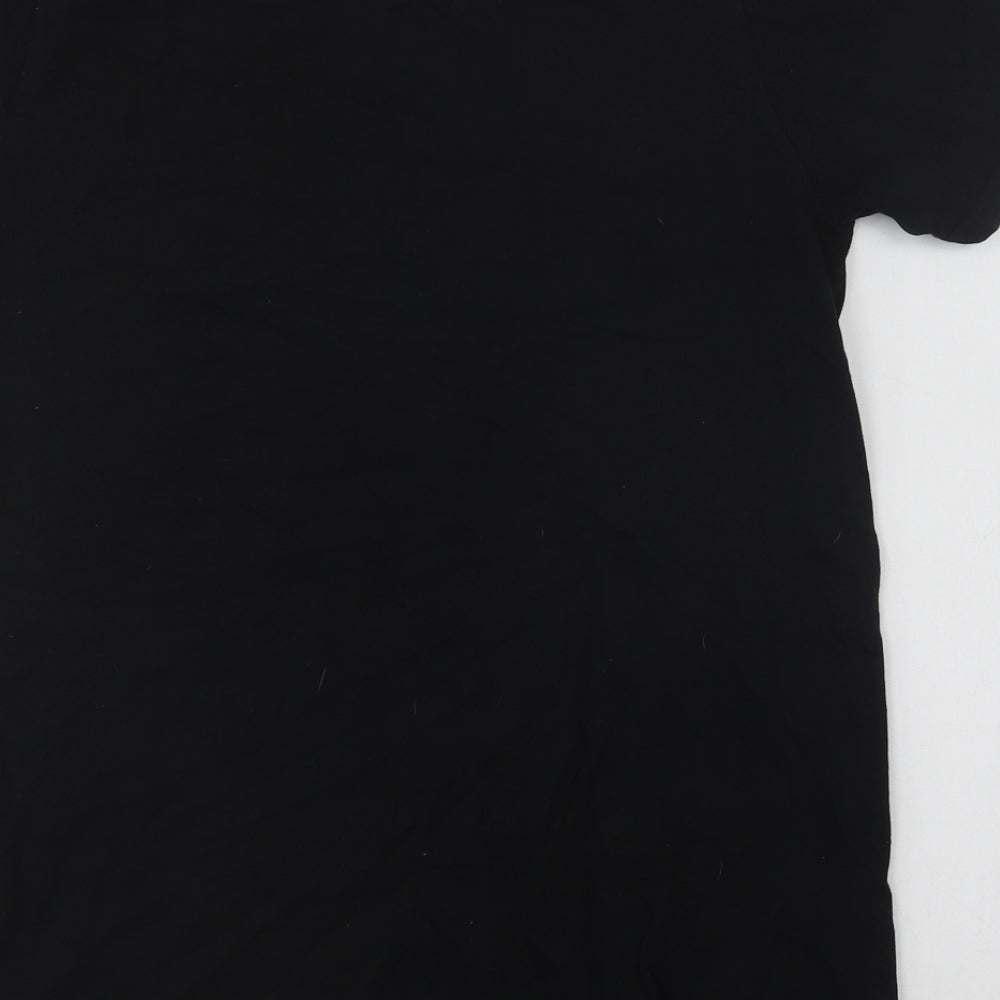 Gildan Womens Black Cotton Basic T-Shirt Size S Crew Neck