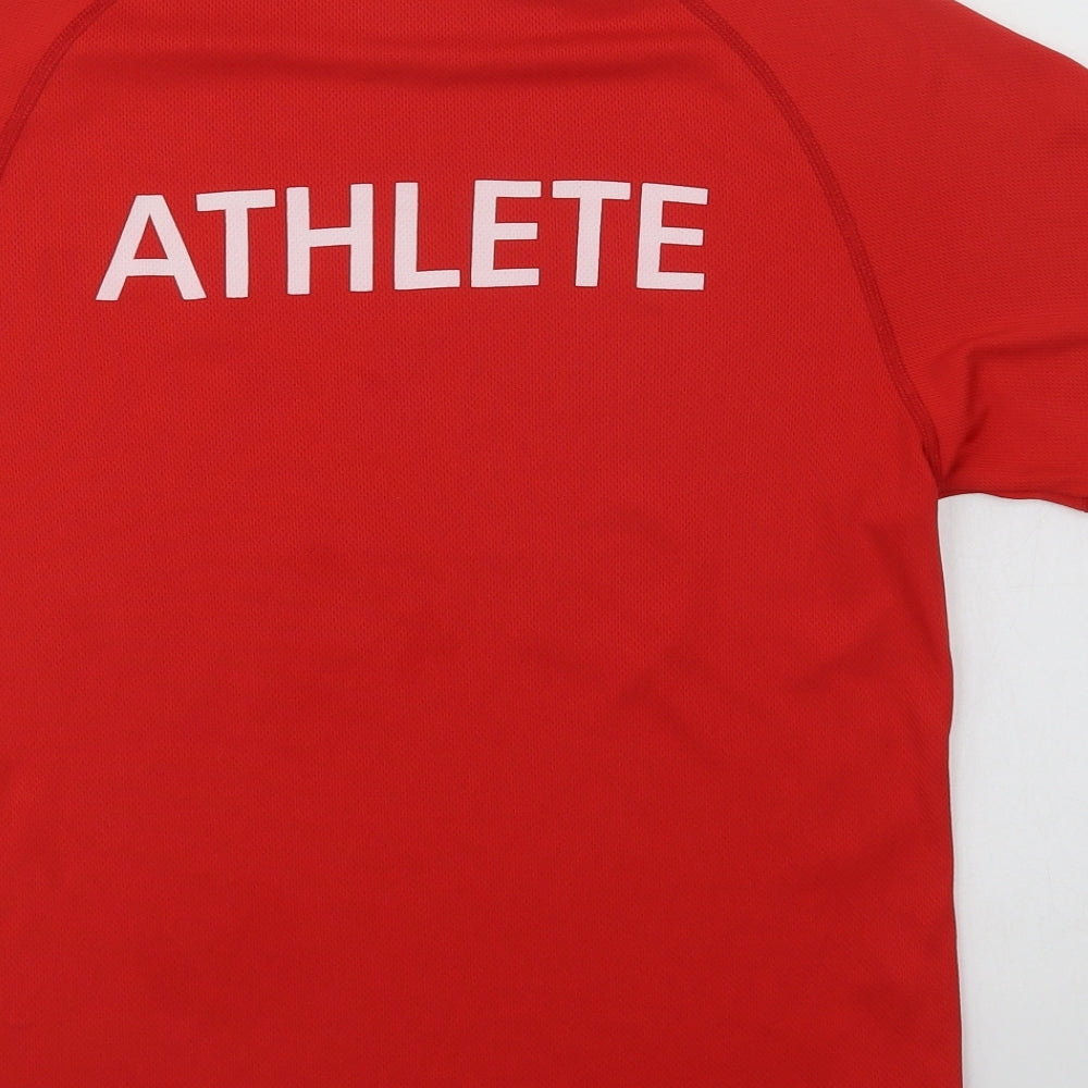 Star World Mens Red Polyester Basic T-Shirt Size M Crew Neck