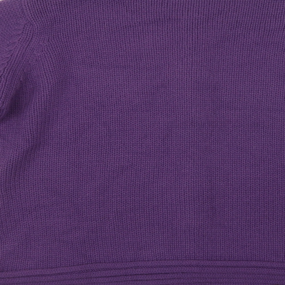 EWM Womens Purple Collared Acrylic Full Zip Jumper Size M