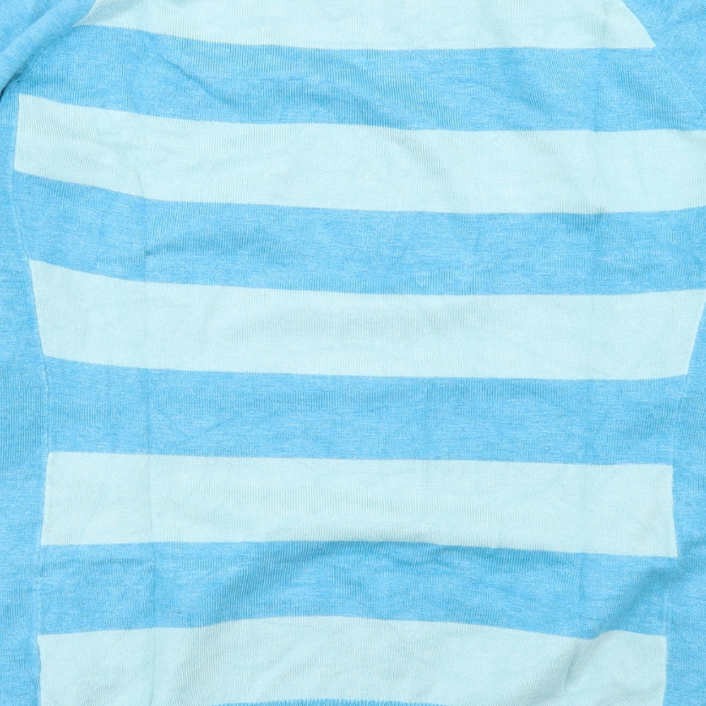 Gallery Mens Blue Crew Neck Striped Viscose Pullover Jumper Size M