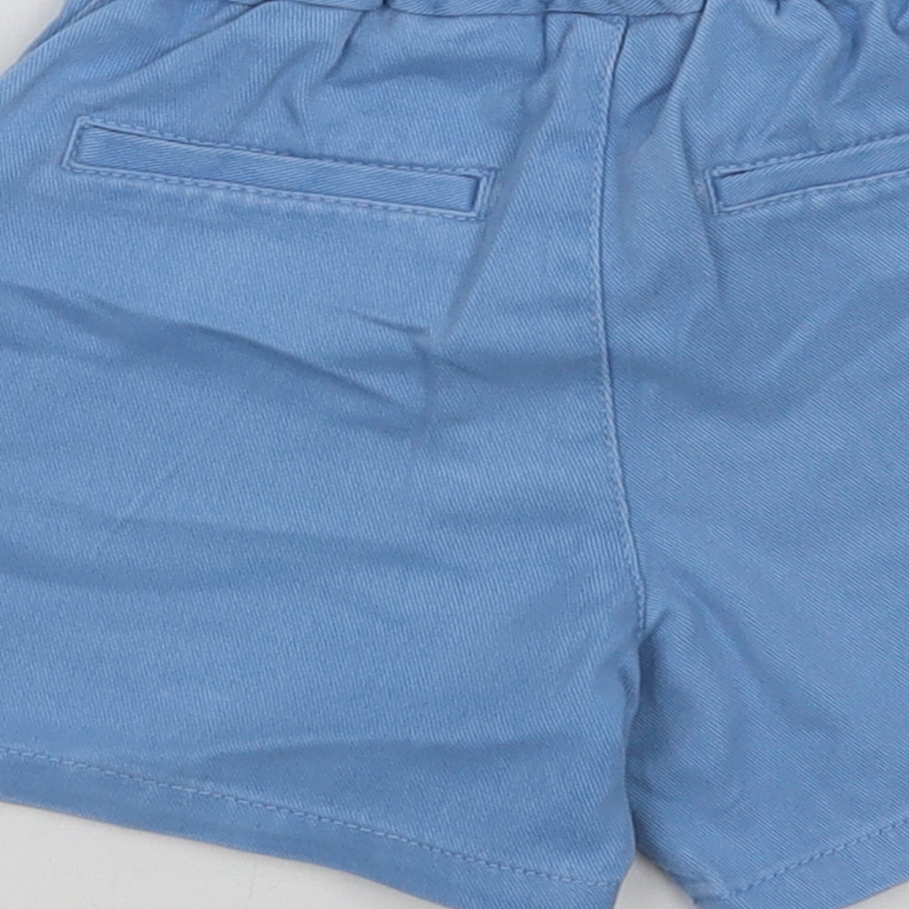 Little Bird Baby Blue Cotton Cropped Trousers Size 12-18 Months Button