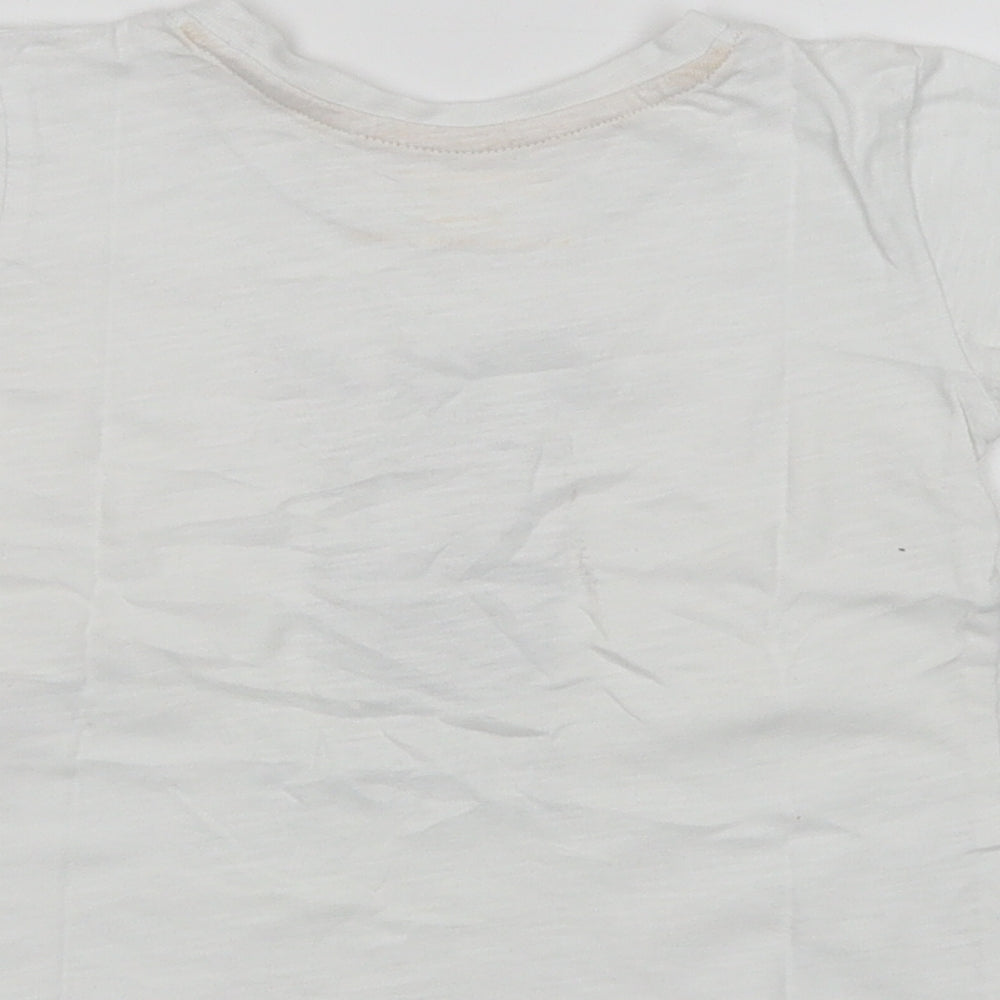 Primark Baby White Cotton Basic T-Shirt Size 12-18 Months Crew Neck - Zebra