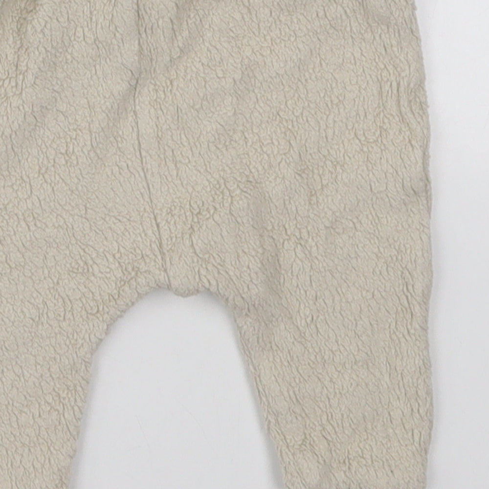 NEXT Baby Beige Cotton Sweatpants Trousers Size 3-6 Months Drawstring