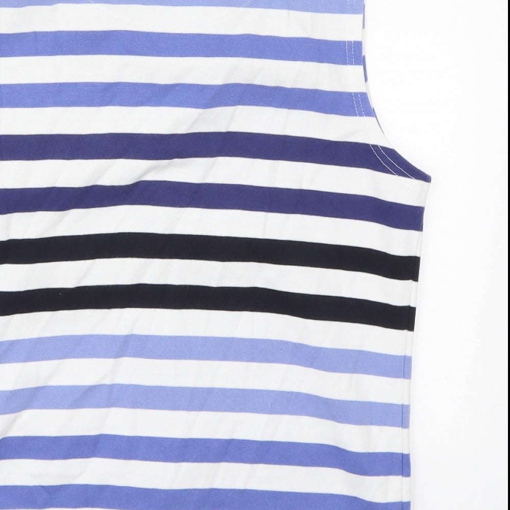 Vella Womens Blue Striped Gilet Jacket Size M Zip