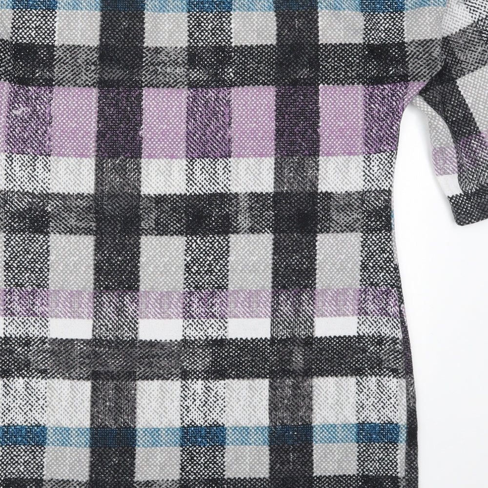 F&F Womens Purple Check Polyester Pullover Sweatshirt Size 12 Pullover