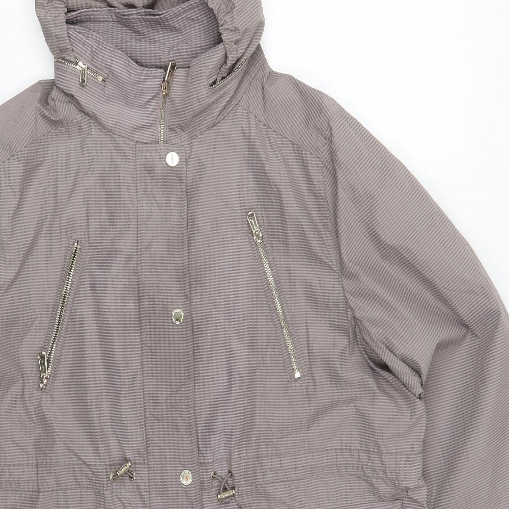 Marks & Spencer Womens Grey Check Jacket Coat Size 2 Zip