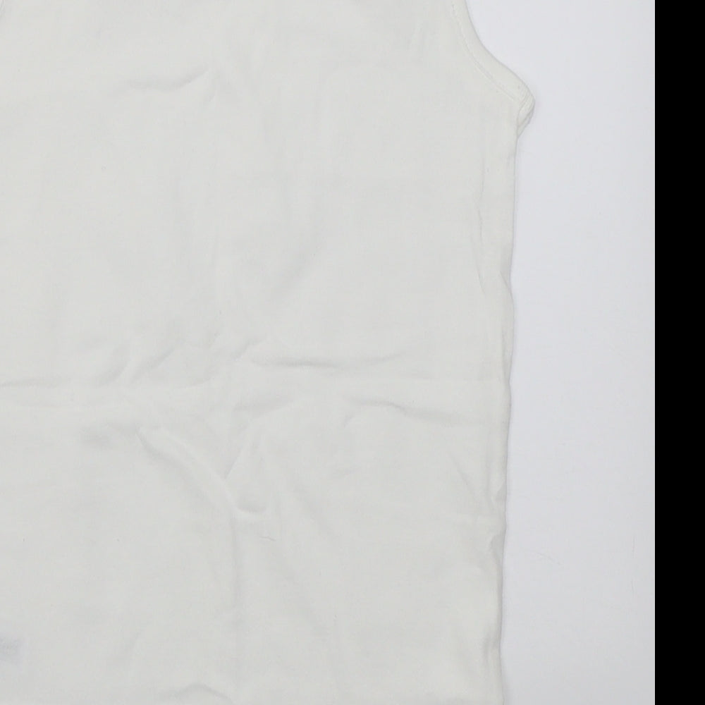 Dunnes Stores Boys White Cotton Basic Tank Size 9-10 Years Crew Neck Pullover